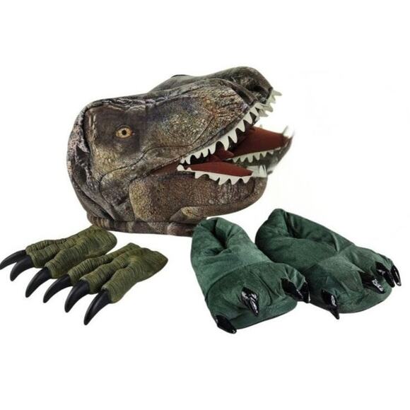 Jurassic World EUC Dinosaur Oversized Halloween costume T-Rex set mask Unisex - Picture 1 of 17